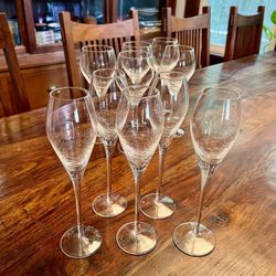 Pier 1 ~ Ten (10) REFLECTIONS Crackle Wine Glasses / Champaign Flutes