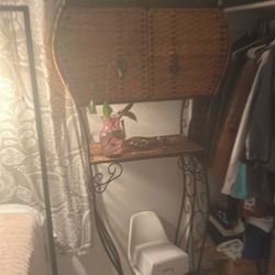 Wicker And Metal Vintage Over The Toilet Storage