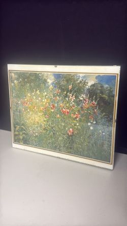 Vintage Floral Garden Print Wall Art – Framed Nature Landscape