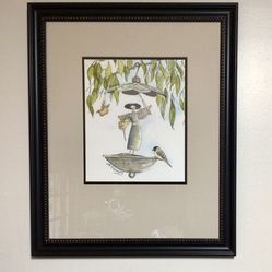 Framed Bird Feeder Watercolor Print