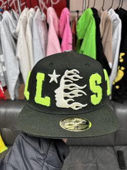HELLSTAR OG PATCH FITTED HAT BLACK NEON GREEN SIZE 7 1/8