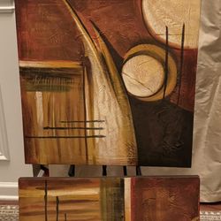 Set Of 2 Abstract Canvas Artwork Paintings