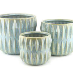 Ribbed Planter Glazed Inside & Outside