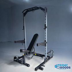 Brand New Squat Rack Bench Press + Adjustable Weight Bench Home Gym Equipment 