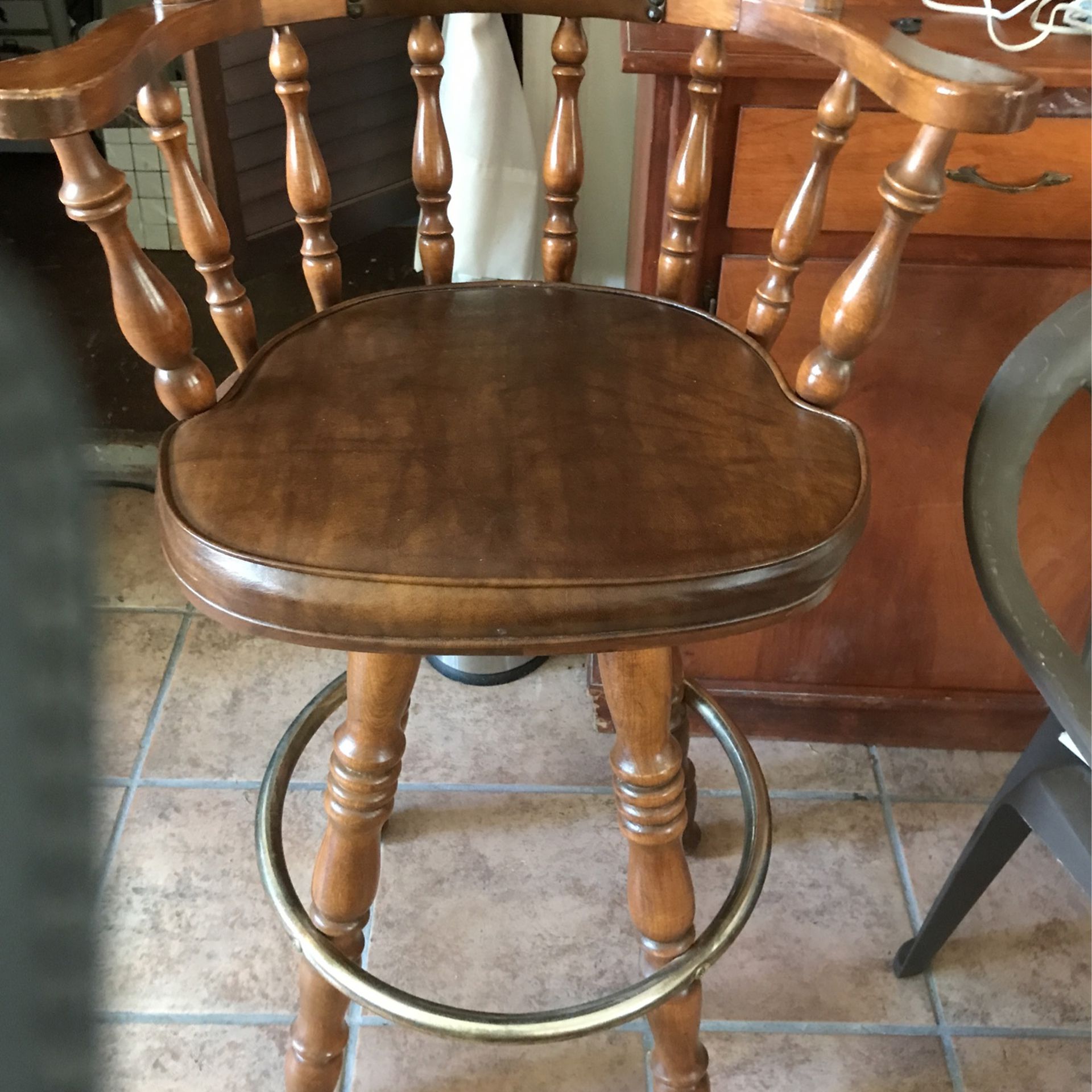 Bar Stool With Handle Revolve Solid Wood