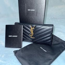 Saint Laurent Cassandre Black Wallet Flap