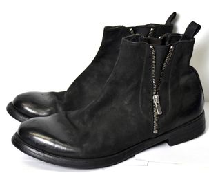 Officine Creative Men Black Leather Double Side Zip Ankle Boots 43 US 10 Italy
