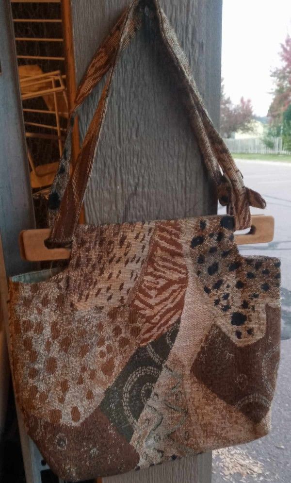 Vintage Animal Print Handbag/Purse With Wood Handle