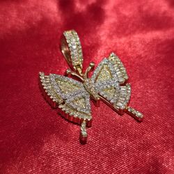 10k Yellow Gold Diamond Butterfly Pendant 