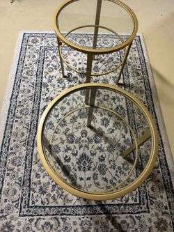 Two glass table metal frame