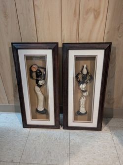 Pair of African-Style Framed Figurine Wall Art — Set of 2