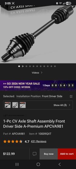 CV Axle VW Beetle or Passat front driver