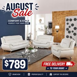 Faux leather 3 piece living room sofa set ( sofa + loveseat + chair )