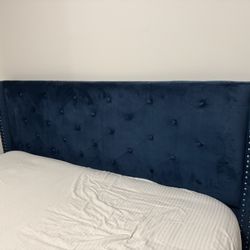 Velvet, tufted, king-size platform bed