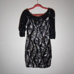 Mac Duggal Black Sparkly Lace Dress Size 6