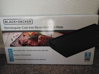 Black+Decker Rectangular Cast Iron Reversible Grill Plate