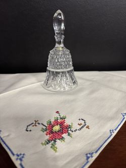 Vintage Clear Crystal Lead Dinner Bell German 6”
