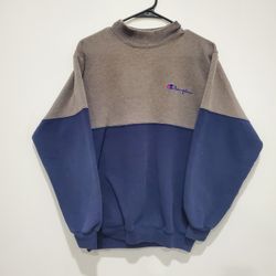 Vintage Champion Colorblock Sweatshirt Large 80s/90s Blue/Gray Made in USA 