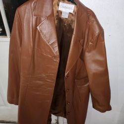 New Brown Leather Chadwicks Long Jacket