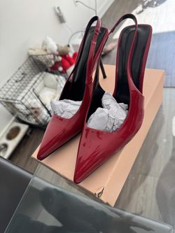 Red Patent Sling Back Heels Size 9/39.5
