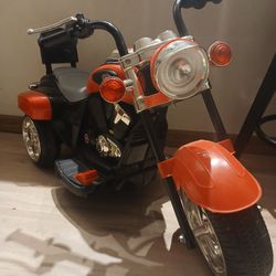 Electric Child Motorcycle Orange Harley Davidson 6V Battery Motor Ride On Toy