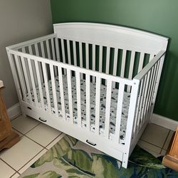 White Crib with Mattress