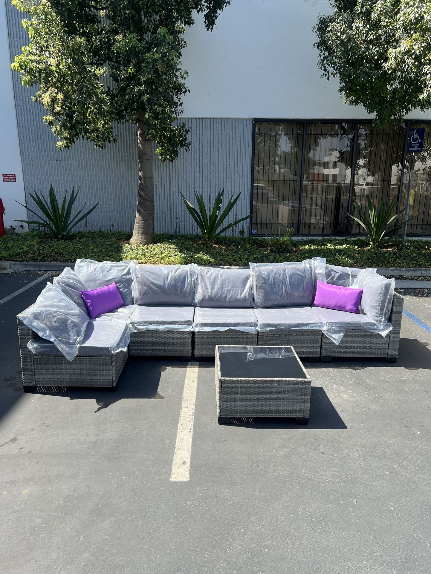$395.00 No Assemble Require!!! New 7 Pieces Outdoor Patio Furniture Set Sectional Sofa ottoman table