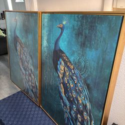 Framed Royal Peacock Canvas Wall Art, 25x33
