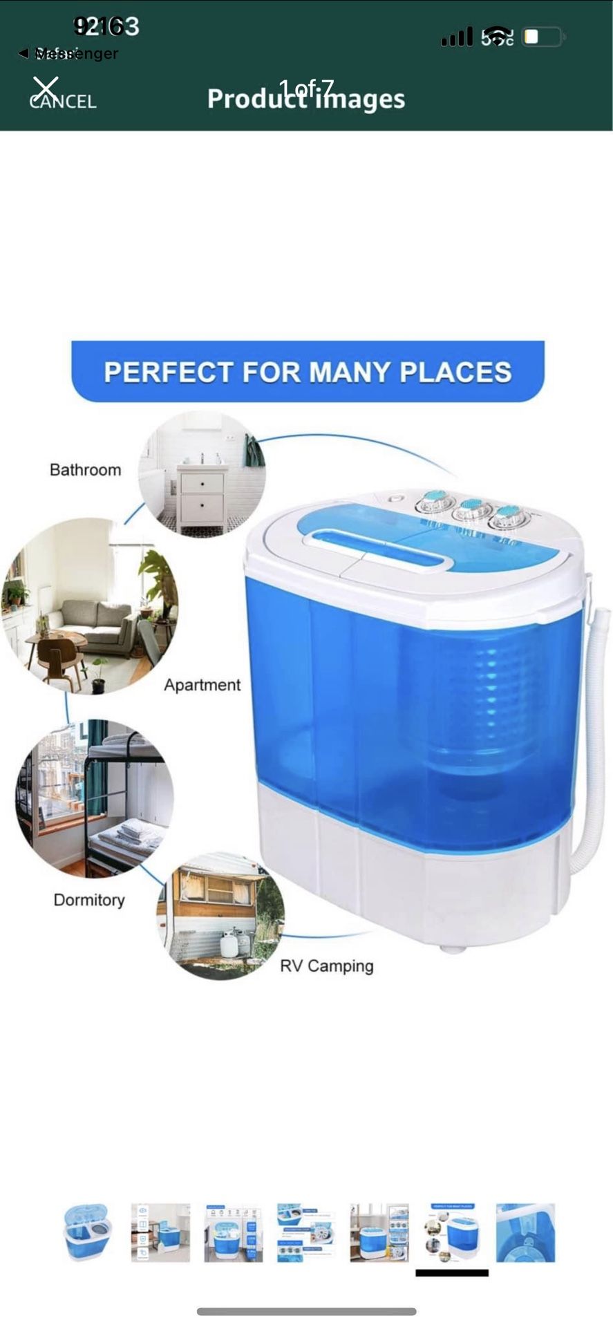Portable Washer Compact Twin Tub 9.9 LB Mini Top Load Washing Machine Washer/Spinner 