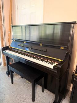 George steck black satin upright piano