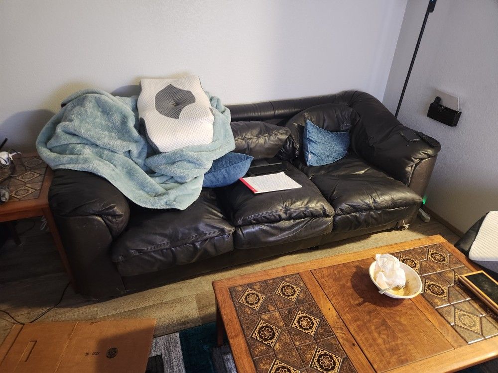 FREE Leather Couch And Oversized Chair