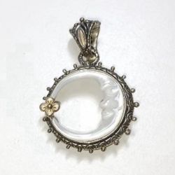 FREE SHIPPING! Barbara Bixby Pendant 925 Silver 18k Gold Mother of Pearl Crescent Moon Lot 260
