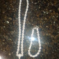 Stainless Silver Chain And Bracelet 