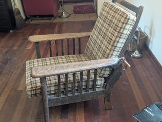 Antique Oak Morris Reclining Chair-Arts and Crafts/Mission Style-Early 1900s