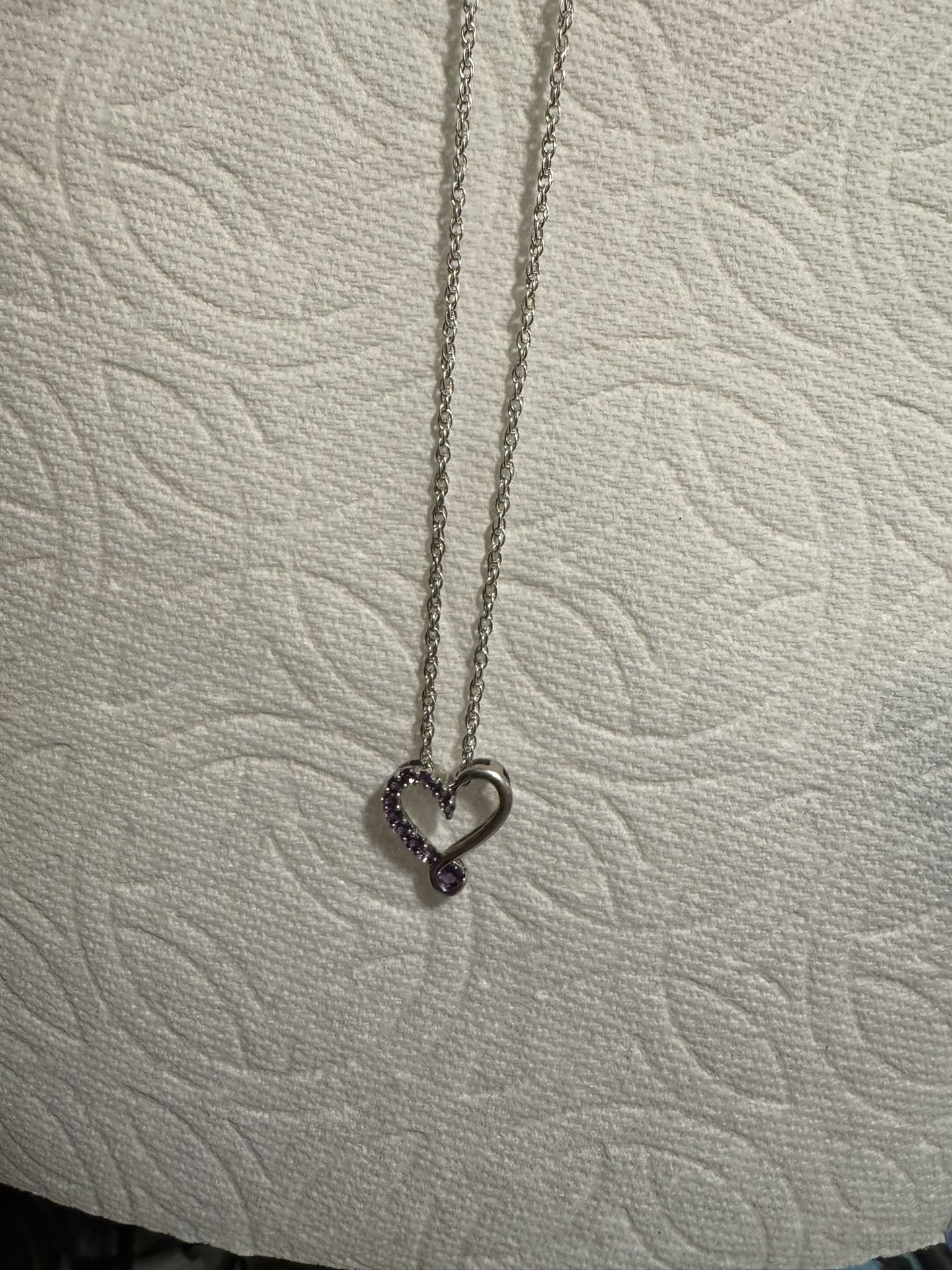 18” Silver 925 Rope Chain With Heart Pendant.