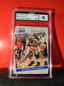 1993-94 Upper Deck #180 Playoffs Michael Jordan UCG 8 HOF BULLS.