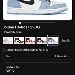 Jordan 1 OG University Color way 