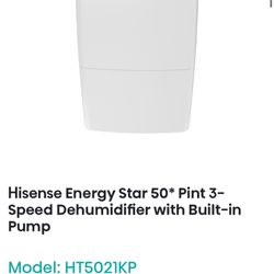 Hisense 50 pint 3 speed dehumidifier 