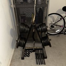 Gold Gym set and Bench/ Squat Rack Barbell 