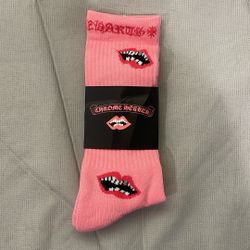 Pink And Red Chrome Heart Socks 