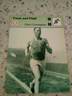 Vintage 1979 sportscaster track and field/ Glenn Cunningham/ miracle miler/ Olympic collector card # 70-17