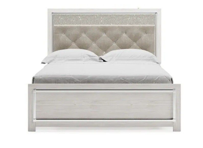 Queen Panel Bed Frame/ Mattresses
