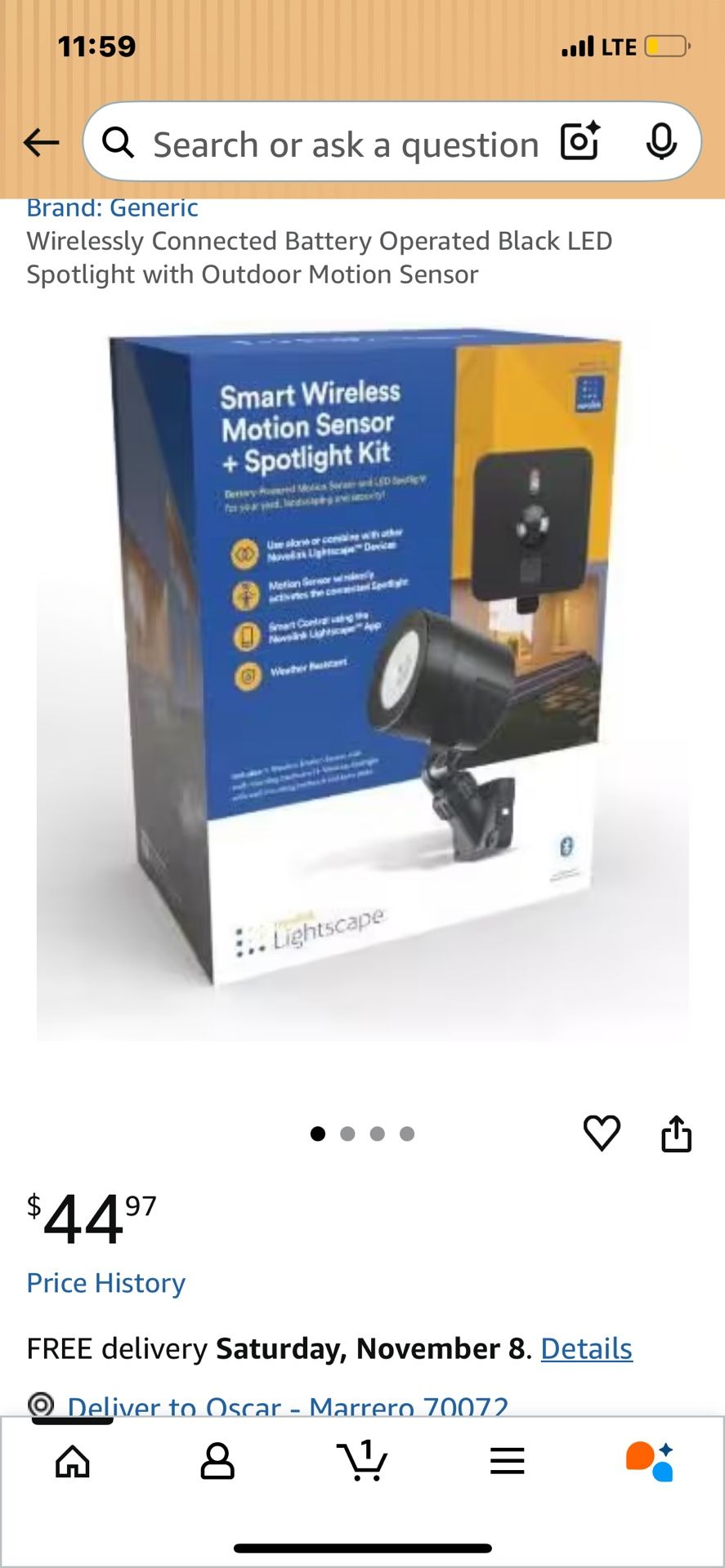 Smart Wireless Motion Sensor Spotlight