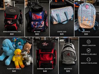 Kids baseball gear and plush toys