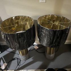 Pair Of Modern Black Gold Lamp 