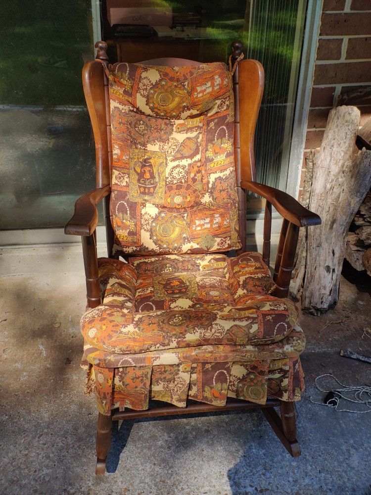Vintage Rocking Chair with Cushions
