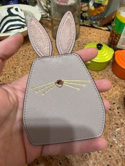 Kate Spade bunny keychain with fluffy Pom tail