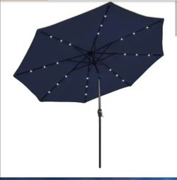 9 ft. Solar LED Lighted Tilt Patio Umbrella
