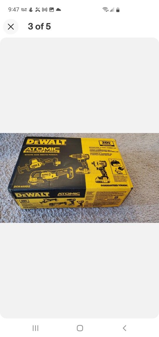DeWalt DCK489D2 Atomic 20V Max Brushless Cordless 4-Tool Combo Kit Factory Sealed $429 Plus Tax