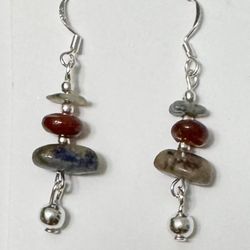 Natural Agate Sterling Silver Dangle Earrings